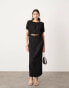 Фото #1 товара ASOS EDITION plisse textured midaxi skirt co-ord in black