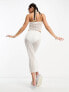 Фото #2 товара COLLUSION low rise knitted beach maxi skirt in white