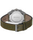 ფოტო #3 პროდუქტის Men's Skytraveller Quartz Fashion Chrono Green Leather Watch 44mm