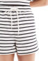 Pieces tie waist sweat shorts co-ord in mono stripe