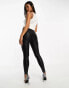 Spanx Petite leather look biker leggings in black