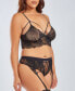 Фото #3 товара Plus Size 3 Piece Bralette, Garter Skirt and Panty Lingerie Set