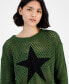 Фото #3 товара Juniors' Long-Sleeve Mesh Star Sweater