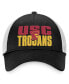 Бейсболка мужская черно-белая Top of the World USC Trojans Stockpile Trucker Snapback Hat Черно-белый - фото #3