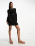 Фото #4 товара Miss Selfridge long sleeve open back crochet dress in black