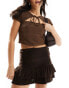 Фото #1 товара COLLUSION mini skirt with ruffle detail in brown