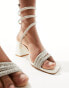 Simmi London Tammie spiral heeled block sandal in ivory satin