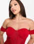 Фото #8 товара Jaded Rose Tall ruched corset waist sheer midaxi dress in red