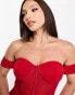 Jaded Rose Tall ruched corset waist sheer midaxi dress in red