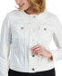Фото #4 товара Petite Jewel Neck Button-Front Denim Jacket