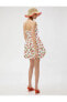Фото #10 товара Straplez Mini Elbise Balon Etek Vişne Baskılı Astarlı Pamuklu