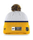 Фото #2 товара Men's White, Gold Nashville Predators Authentic Pro Draft Cuffed Knit Hat with Pom