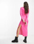 French Connection side split jersey midi dress in pink