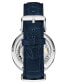 ფოტო #2 პროდუქტის Men's Automatic Blue Alligator Embossed Genuine Leather Strap Watch 46mm
