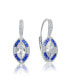 Фото #1 товара Sterling Silver with White Gold Plated and Sapphire Cubic Zirconia Leverback Earrings