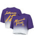 ფოტო #1 პროდუქტის Women's Threads Justin Jefferson Purple, White Minnesota Vikings Drip-Dye Player Name and Number Tri-Blend Crop T-shirt