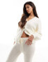 Фото #1 товара In The Style fluffy cardigan co-ord in cream