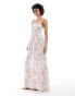 Фото #2 товара JDY Tall shirred top maxi dress in ditsy pink floral