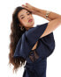 Love Triangle satin midi dress with corset detail in navy