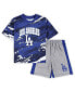 ფოტო #1 პროდუქტის Infant Boys and Girls Royal, Heather Gray Los Angeles Dodgers Stealing Homebase 2.0 T-shirt and Shorts Set