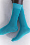 Knee-high purl knit socks