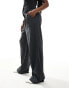 Vero Moda tailored wide leg dad trousers in phantom grey pinstripe