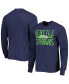 Фото #1 товара Men's College Navy Distressed Seattle Seahawks Brand Wide Out Franklin Long Sleeve T-shirt