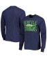 Men's College Navy Distressed Seattle Seahawks Brand Wide Out Franklin Long Sleeve T-shirt