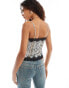 COLLUSION lace trim asymmetric top in snake print