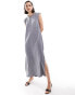 Фото #1 товара ASOS DESIGN sleeveless shoulder Pad T-shirt midi Dress in grey