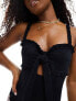 Фото #3 товара Miss Selfridge broderie corset detail tie front swimsuit in black