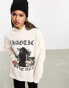 ASOS DESIGN oversized hoodie with chaotic silence indie graphic in neutral Бежевый, L - EU 44-46 - фото #1