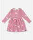 Big Girls Printed Unicorn Dress With Pockets Pink