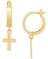 Cross Dangle Hoop Earrings in 10k Gold