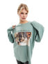 ASOS DESIGN long sleeve skater top with edgar degas ballet licence graphic in soft green Sanftgrün, S - фото #1