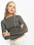 Motel y2k stitch detail long sleeve top in gunmetal grey