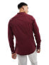 ASOS DESIGN regular shirt with grandad collar in maroon