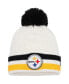 Фото #1 товара Big Boys White Pittsburgh Steelers Retro Cuffed Knit Hat with Pom