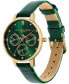 ფოტო #2 პროდუქტის Women's Multifunction Green Leather Strap Watch 34mm