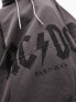 Фото #3 товара Topshop graphic license ACDC oversized hoodie in washed black