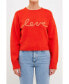 Women's Love Chenille Embroidered h Sweater