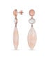 ფოტო #1 პროდუქტის Unique Boho Geometric Long White MOP Pastel Pink Aventurine Rhombus Oval Shape Natural 3 Tier Gemstone Party Dangling Earrings Gold Plated