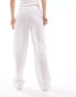 Фото #2 товара Monki linen wide leg trousers in white