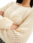 Mango crochet jumper with flower detail in beige