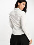 ASOS DESIGN long sleeve fitted shirt in white