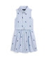 Toddler and Little Girls Belted Polo Pony Oxford Sleeveless Shirtdress
