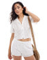 Pull&Bear broderie short sleeved cropped shirt co-ord in white