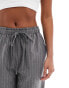 Фото #6 товара In The Style Petite x Perrie Sian wide leg drawstring trouser in grey pinstripe