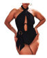 Фото #1 товара Plus Size Twist Halter Swimsuit With Underwire Detail - 16, Black