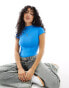 Фото #2 товара ASOS DESIGN seamless sculpting t-shirt bodysuit with raw edge in bright blue